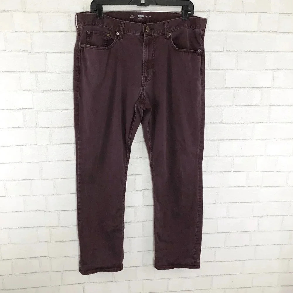 Old Navy Men's Maroon Slim Khaki Pants 36 x 30